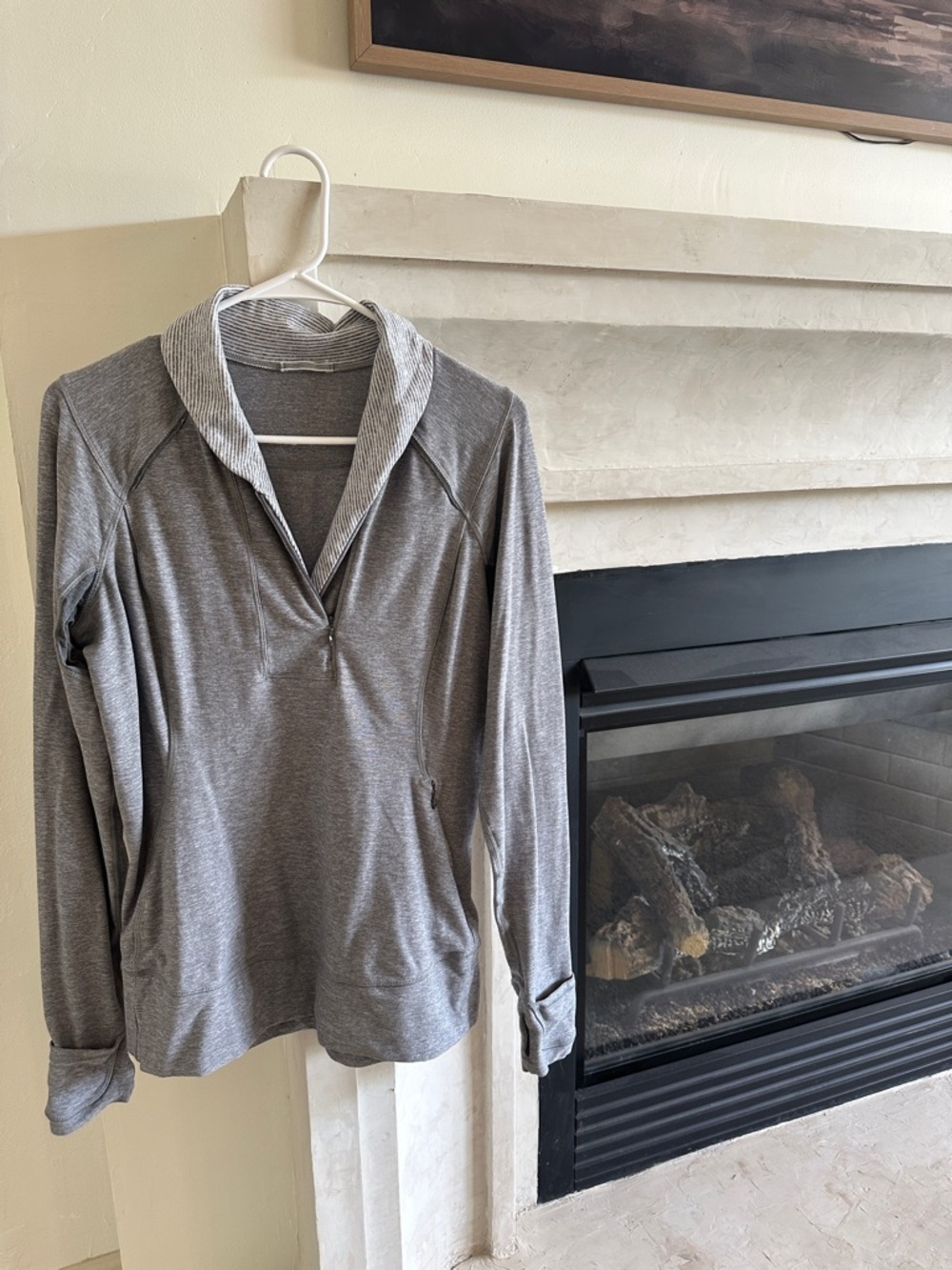 Lululemon Gray Long-Sleeve Pullover Top with Shawl Collar